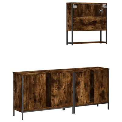 Two piece bathroom vanity set with long base cabinet and a separate tall cabinet