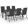 vidaXL Dining Set Black Glass Medium Foldable Garden Dining Set