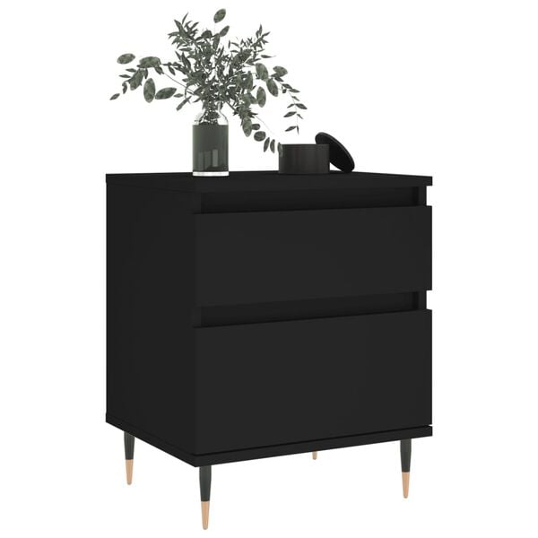 vidaXL Bedside Cabinet Set of 2 Black Engineered wood, Metal