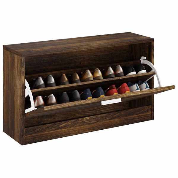 vidaXL Shoe Bench Smoked Oak 31.5x9.4x17.7" Engineered Wood