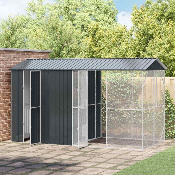 vidaXL Bird Cage Anthracite 169.29 x 81.89 x 97.24 in Galvanised Steel