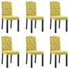 vidaXL Dining Chair Set of 6 Green Fabric and Solid Rubber Wood Standard