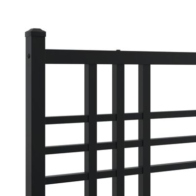 vidaXL Metal Bed Frame with Headboard Black 59.1"x78.7"