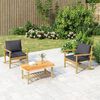 vidaXL Garden Chair Bamboo with a natural finish, Dark grey cushions