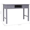 vidaXL Desk Grey Paulownia wood, Poplar wood Medium Desk Rectangular