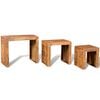 vidaXL Side Table Set of 3 Brown Solid Mango Wood Small Stackable