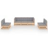 vidaXL Garden Lounge Set Natural wood, Grey Solid pinewood, 100% polyester