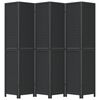 vidaXL Room Divider 6 Panels Black Solid Wood Paulownia
