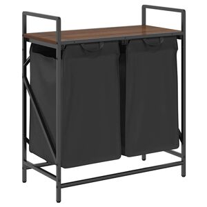 vidaXL Laundry Basket 2 Compartments with Shelf Brown Oak