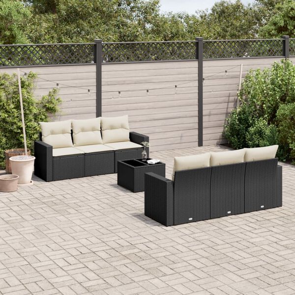 vidaXL Garden Sofa Set Black, Cream White