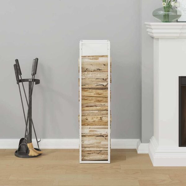 vidaXL Firewood Rack White 9.8x9.8x39.4" Cold-rolled steel