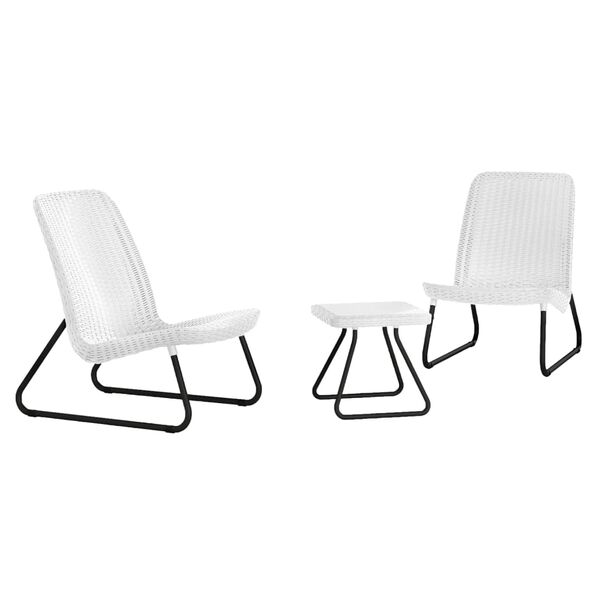 Keter Patio Furniture Set White Plastic PP Compact Modern