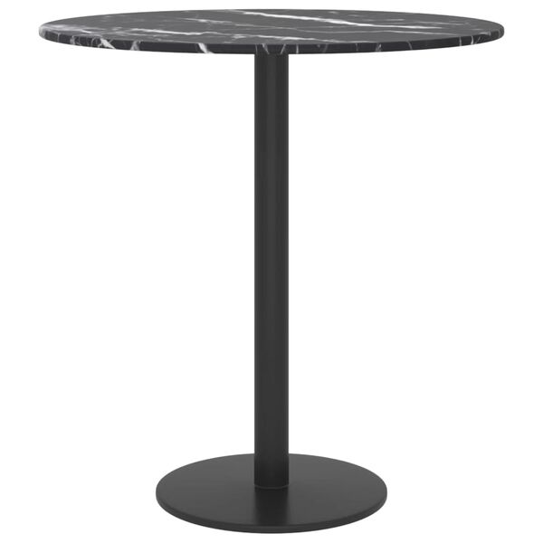 vidaXL Table Top Black with white marble design Tempered glass Ø15.7 in