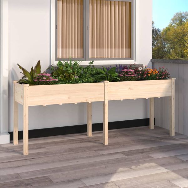 vidaXL Planter Natural wood color Solid Fir Wood, Non-woven Fabric