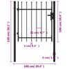 vidaXL Fence Gate Single Door with Spike Top Steel 39.4"x39.4" Black