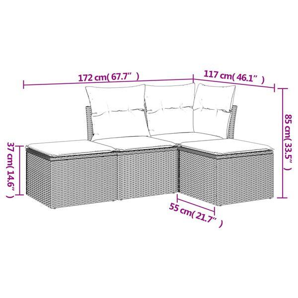 vidaXL Garden Sofa Set Beige, Light Grey