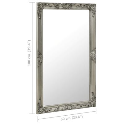 vidaXL Wall Mirror Baroque Style 23.6"x39.4" Silver