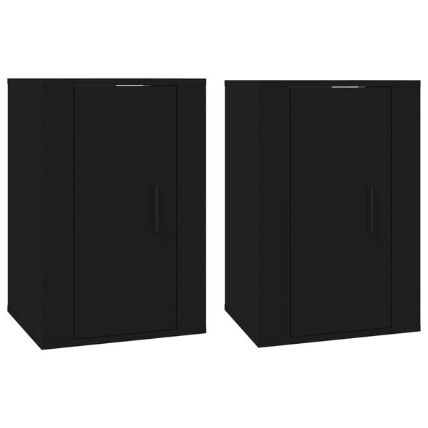 vidaXL Wall Mounted TV Cabinet Set of 2 Black Engineered wood Medium