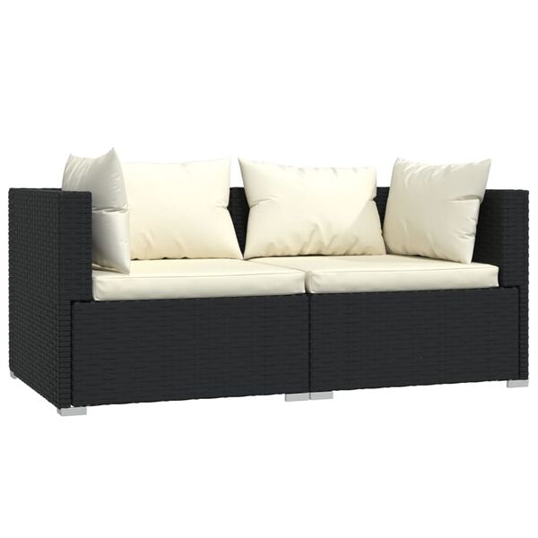 vidaXL Garden Lounge Set Black PE rattan Standard Modular