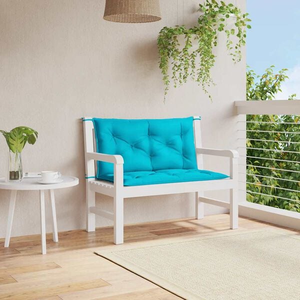 vidaXL Garden Bench Cushion Set of 2 Turquoise 100% polyester