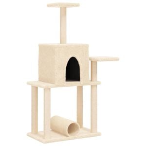 vidaXL Cat Tree Cream Engineered wood, plush, sisal Medium Cat Tree