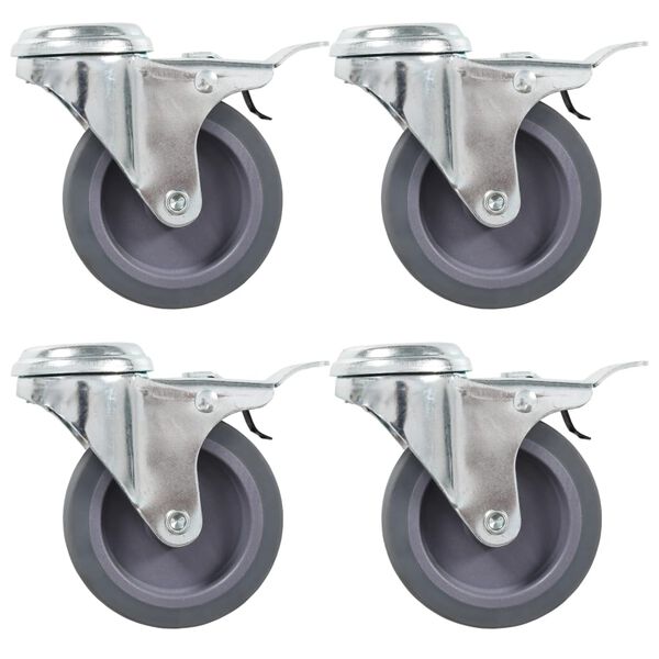 vidaXL Bolt Hole Swivel Casters with Double Brakes 4 pcs 2.95 "
