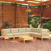 vidaXL Garden Lounge Set Cream Solid pinewood, fabric (100% polyester)
