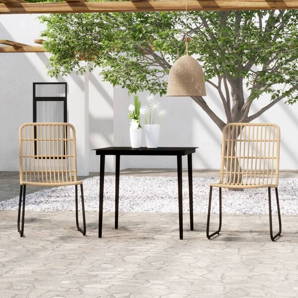 vidaXL Dining Set Oak and Black PE rattan Medium Stackable Dining Set