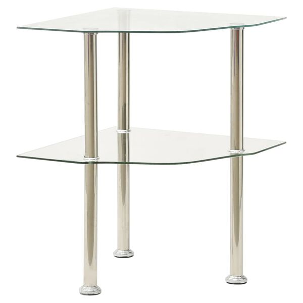 vidaXL Side Table Transparent Tempered glass Medium Accent Table