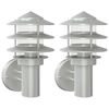 vidaXL Outdoor Wall Light Set of 2 Silver Stainless steel, Polycarbonate
