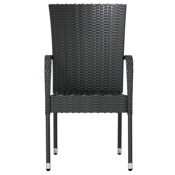 vidaXL Garden Dining Set Black Poly Rattan, Powder-Coated Steel, PP board