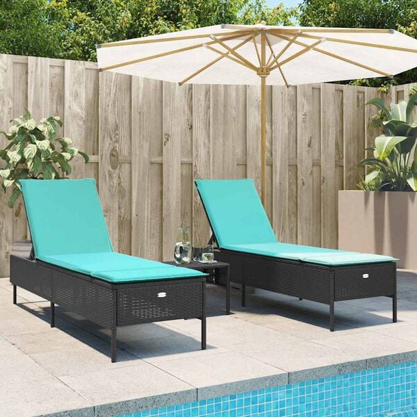 vidaXL Patio Sun Lounger Set Black, Blue