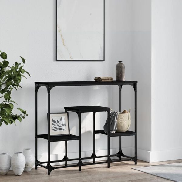 vidaXL Console Table Black Engineered wood 35.2 x 11.0 x 29.9 in