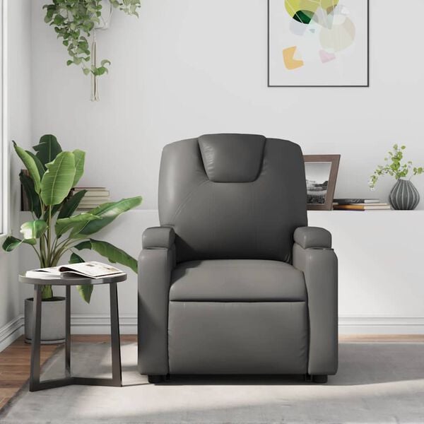 vidaXL Massage Recliner Chair Grey Faux leather, metal, plywood Medium