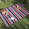 vidaXL Picnic Blanket Foldable Red and Blue Stripe 78.7"x59.1" Velvet
