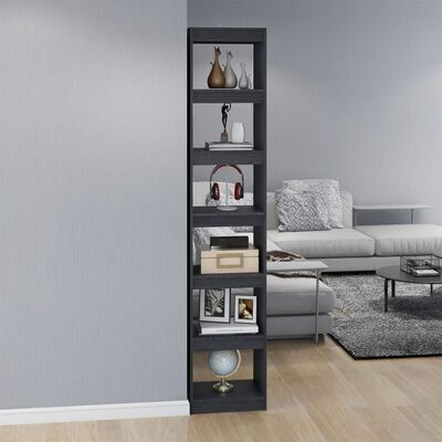 vidaXL Book Cabinet/Room Divider Gray 15.7"x11.8"x78.3" Solid Wood Pine