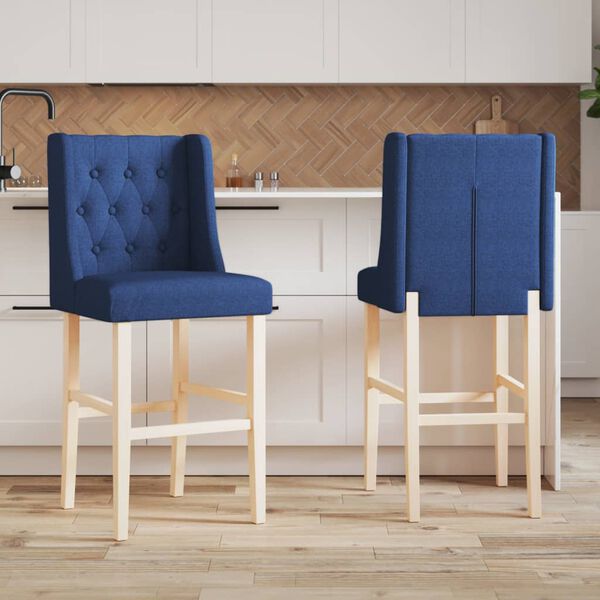 vidaXL Bar Chair Blue Solid rubber wood, 100% polyester fabric, foam