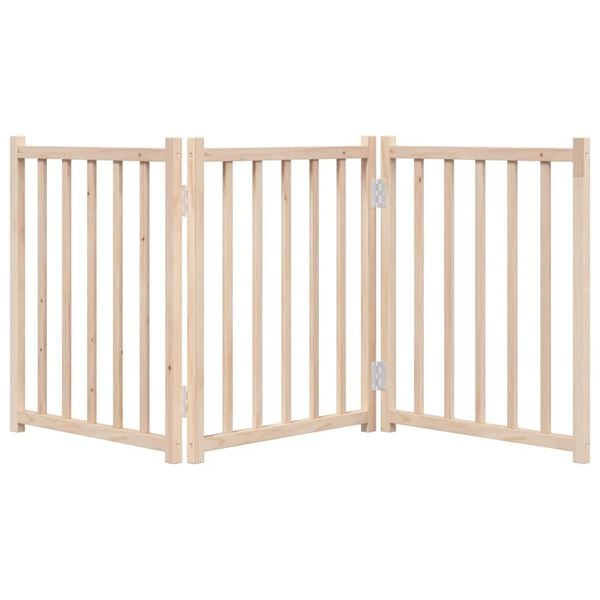 vidaXL Dog Gate Foldable 3 Panels 59.1 " Solid Wood Fir