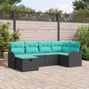 vidaXL Garden Sofa Set Manual 6 pcs Black and Turquoise Poly Rattan