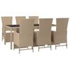 vidaXL 7 Piece Patio Dining Set with Cushions Beige Poly Rattan