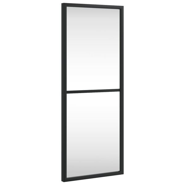 vidaXL Wall Mirror Black Glass, Powder-coated iron 7.9 x 19.7 in