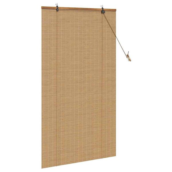 vidaXL Roller Blind with Curtains Manual Brown 31.50 x 62.99 in Bamboo
