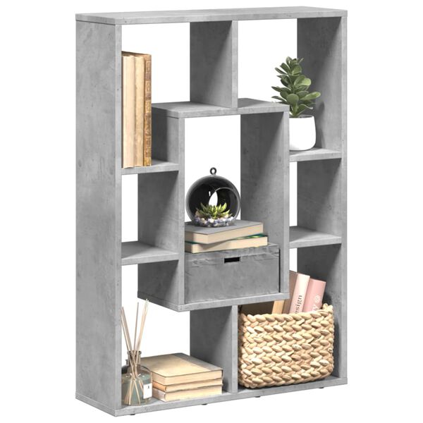 vidaXL Bookcase Concrete Grey Engineered Wood Medium Bookcase