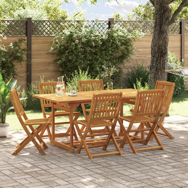 vidaXL Garden Dining Set Natural wood Solid acacia wood Large Foldable