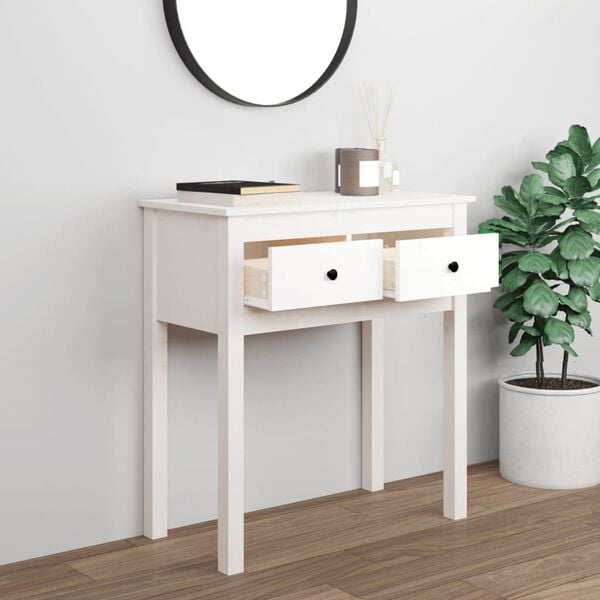 vidaXL Console Table White Solid pine wood Medium Console Table