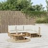 vidaXL Garden Lounge Set Cream White Bamboo Medium Modular