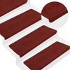vidaXL Stair Mat Set of 15 Red Needle felt fabric (95%PES, 5%PP)