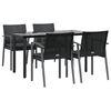 vidaXL Garden Dining Set Black Poly Rattan, Steel, Tempered Glass Medium
