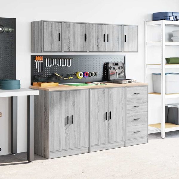 vidaXL Garage Wall Cabinet Grey Sonoma Engineered Wood