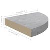 vidaXL Wall Corner Shelf Set of 4 Concrete grey Honeycomb MDF, Metal